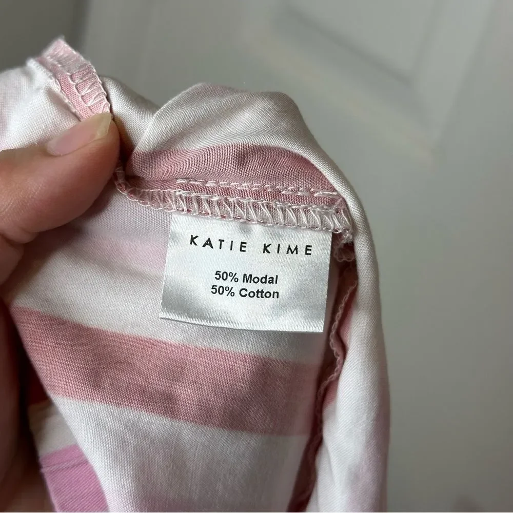 Katie Kime Red Pink White Retro Stripe  Modal Cotton Blend Pajama Shorts Sz L